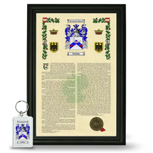 Haining Framed Armorial History and Keychain - Black
