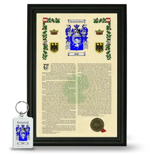 Hake Framed Armorial History and Keychain - Black