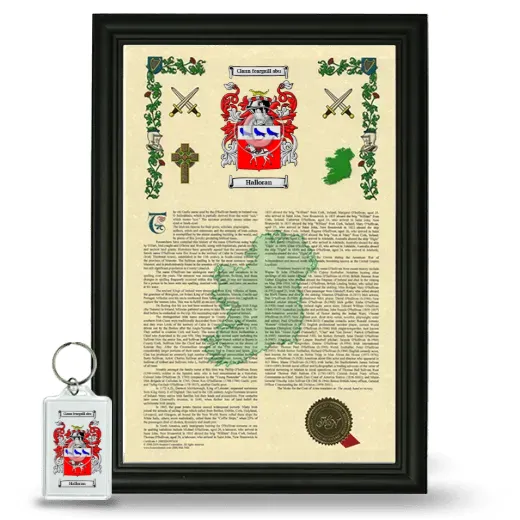Halloran Framed Armorial History and Keychain - Black