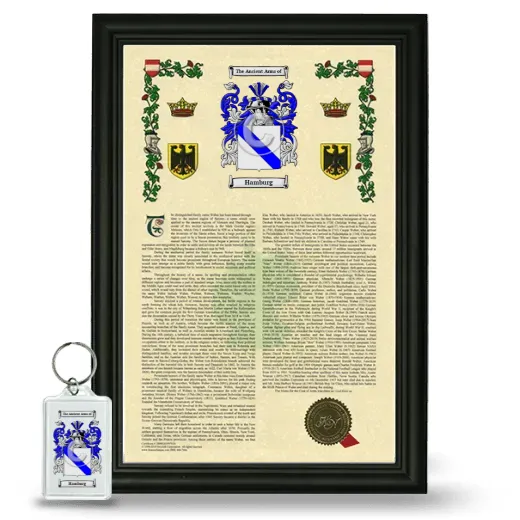 Hamburg Framed Armorial History and Keychain - Black