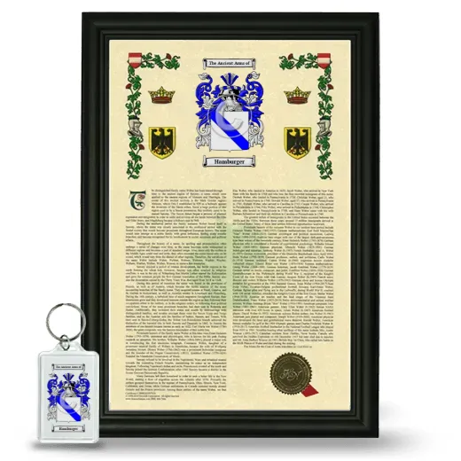 Hamburger Framed Armorial History and Keychain - Black