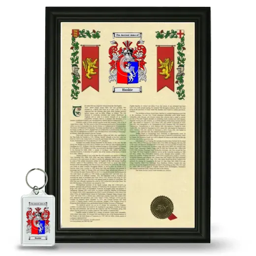 Hankie Framed Armorial History and Keychain - Black