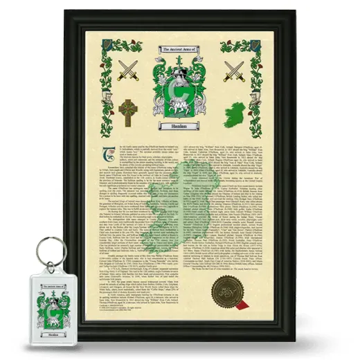Hanlan Framed Armorial History and Keychain - Black