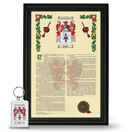 Harder Framed Armorial History and Keychain - Black