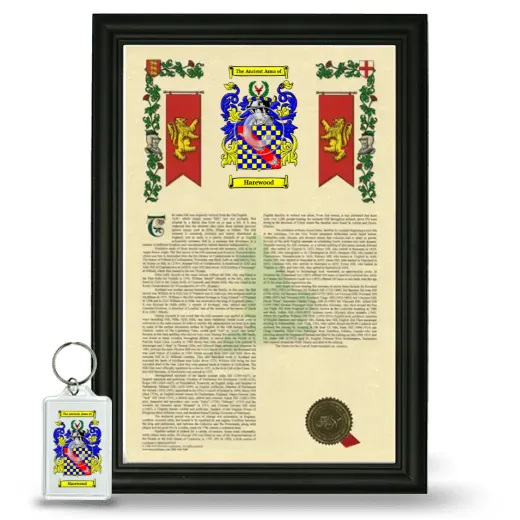 Harewood Framed Armorial History and Keychain - Black