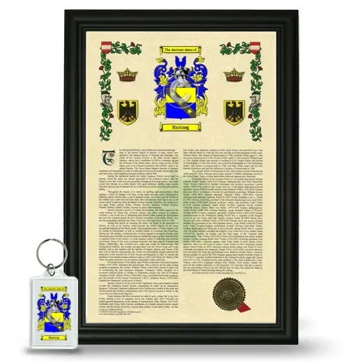 Hartzog Framed Armorial History and Keychain - Black