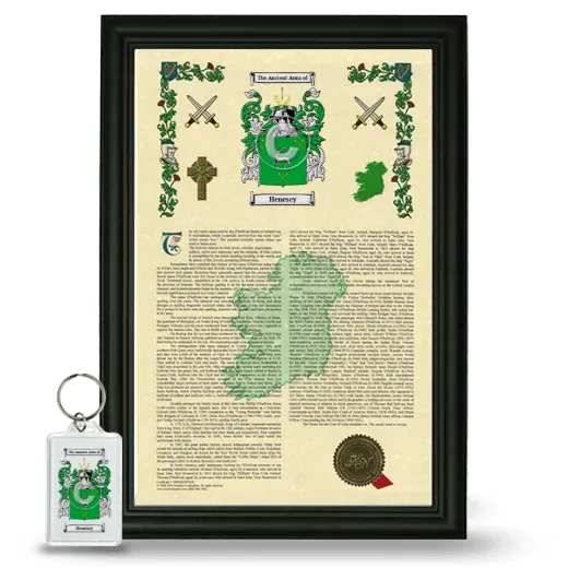 Henesey Framed Armorial History and Keychain - Black