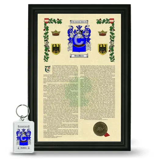 Henriksen Framed Armorial History and Keychain - Black