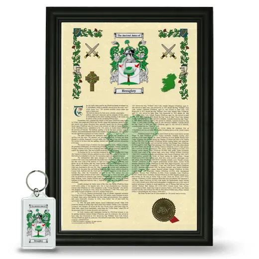 Heraghty Framed Armorial History and Keychain - Black