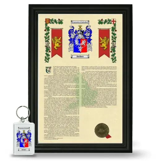 Herbert Framed Armorial History and Keychain - Black