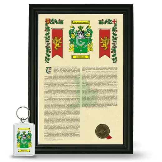 Herdsman Framed Armorial History and Keychain - Black