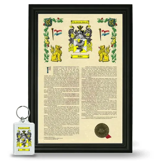 Holst Framed Armorial History and Keychain - Black