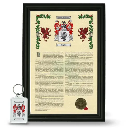 Hughes Framed Armorial History and Keychain - Black