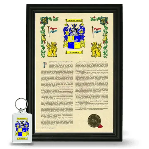 Hungarian Framed Armorial History and Keychain - Black