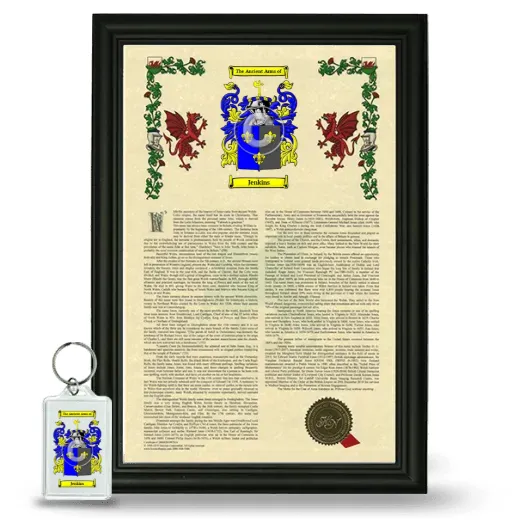 Jenkins Framed Armorial History and Keychain - Black