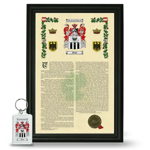 Jhene Framed Armorial History and Keychain - Black