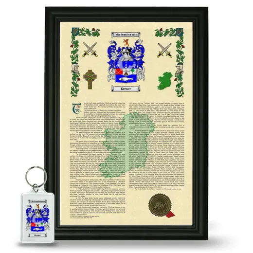 Keener Framed Armorial History and Keychain - Black