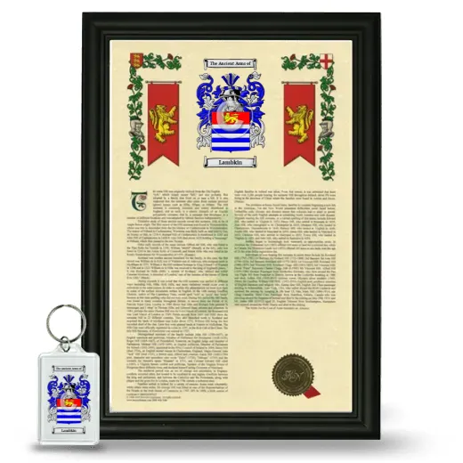 Lambkin Framed Armorial History and Keychain - Black