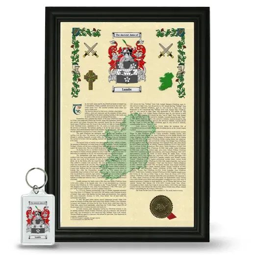 Lambs Framed Armorial History and Keychain - Black
