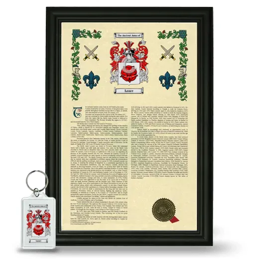 Lance Framed Armorial History and Keychain - Black