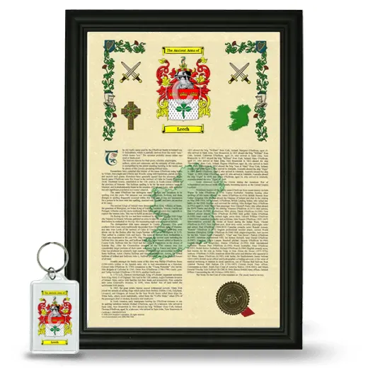 Leech Framed Armorial History and Keychain - Black
