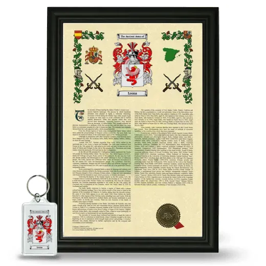 Leona Framed Armorial History and Keychain - Black