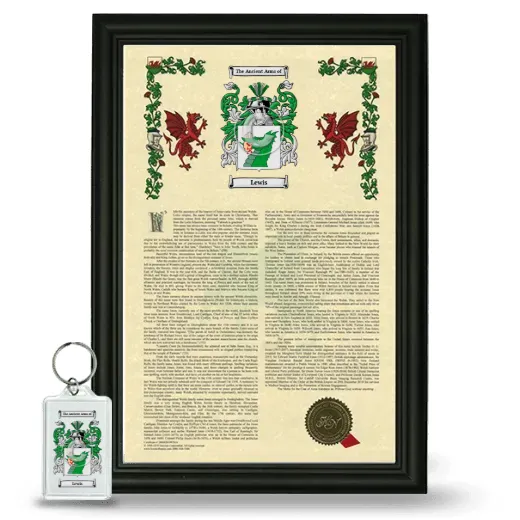 Lewis Framed Armorial History and Keychain - Black