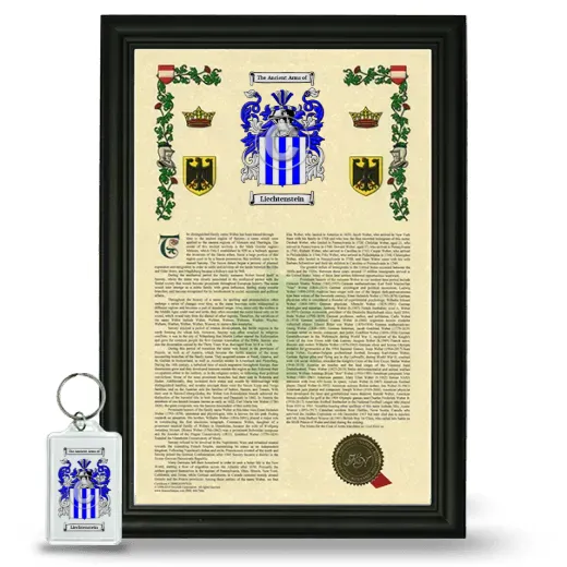 Liechtenstein Framed Armorial History and Keychain - Black