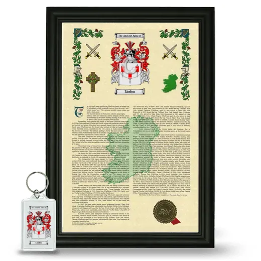 Lindon Framed Armorial History and Keychain - Black