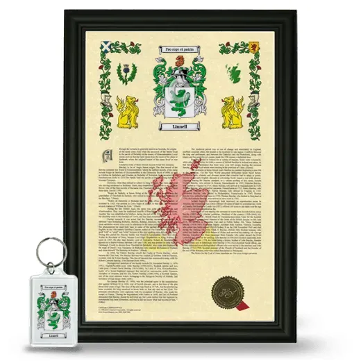 Linnell Framed Armorial History and Keychain - Black