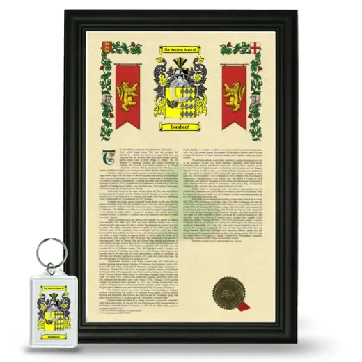 Lombard Framed Armorial History and Keychain - Black