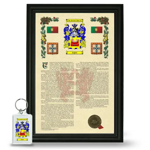 Lopez Framed Armorial History and Keychain - Black