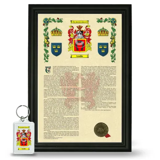 Lundin Framed Armorial History and Keychain - Black