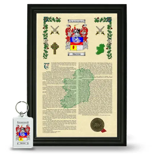 MacAvoy Framed Armorial History and Keychain - Black