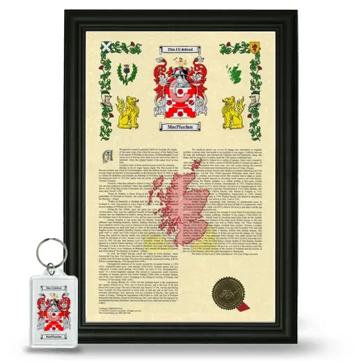 MacPharlan Framed Armorial History and Keychain - Black