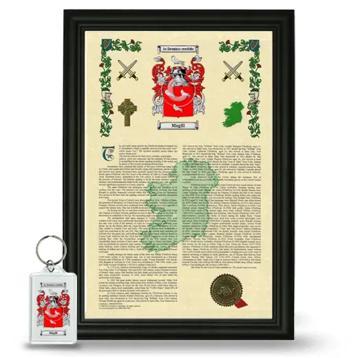 Magill Framed Armorial History and Keychain - Black