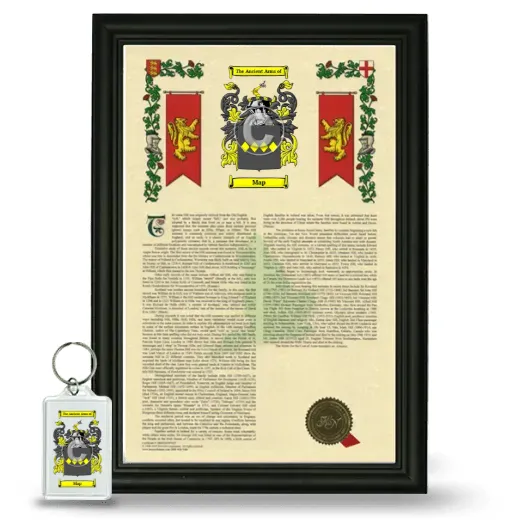 Map Framed Armorial History and Keychain - Black