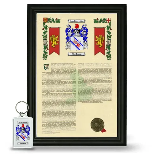 Marshman Framed Armorial History and Keychain - Black