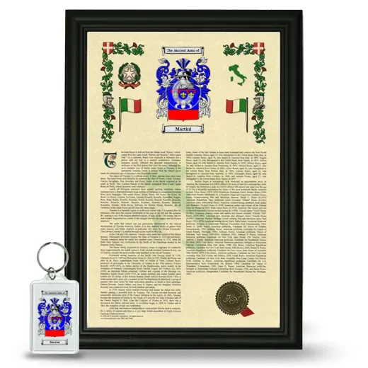 Martini Framed Armorial History and Keychain - Black