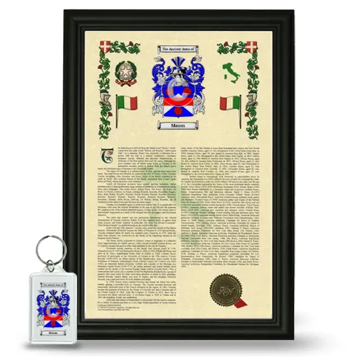 Mason Framed Armorial History and Keychain - Black