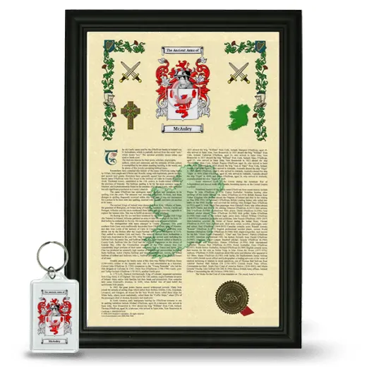 McAuley Framed Armorial History and Keychain - Black