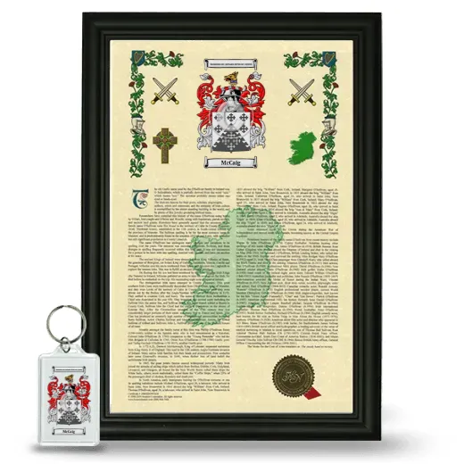 McCaig Framed Armorial History and Keychain - Black