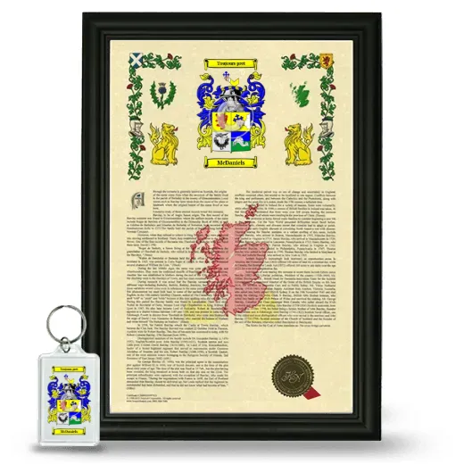 McDaniels Framed Armorial History and Keychain - Black