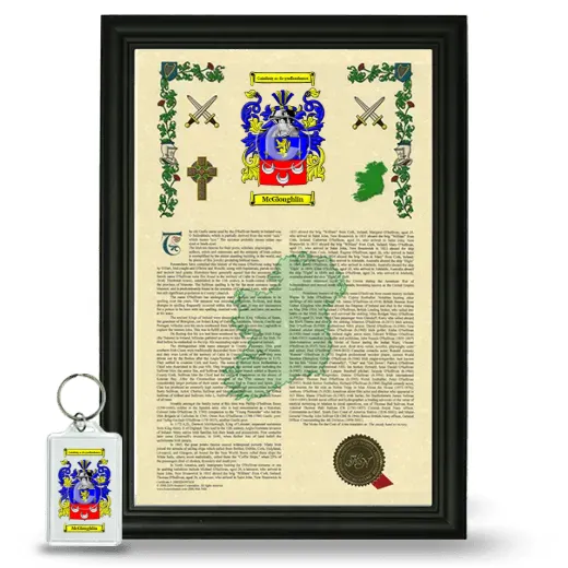 McGloughlin Framed Armorial History and Keychain - Black