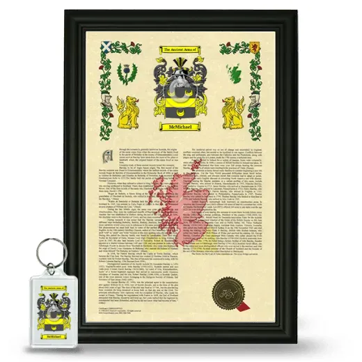 McMichael Framed Armorial History and Keychain - Black