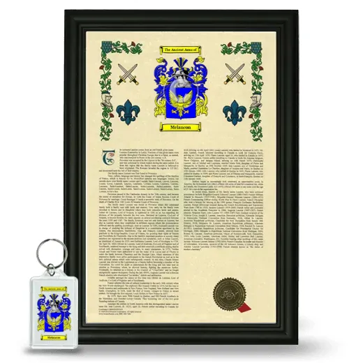 Melancon Framed Armorial History and Keychain - Black