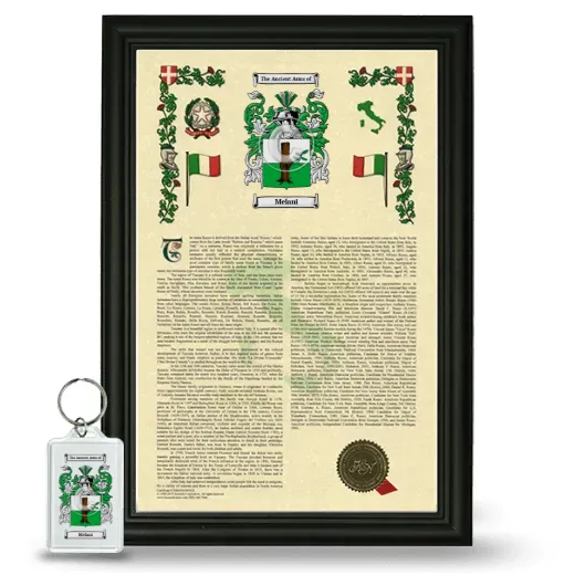 Melani Framed Armorial History and Keychain - Black
