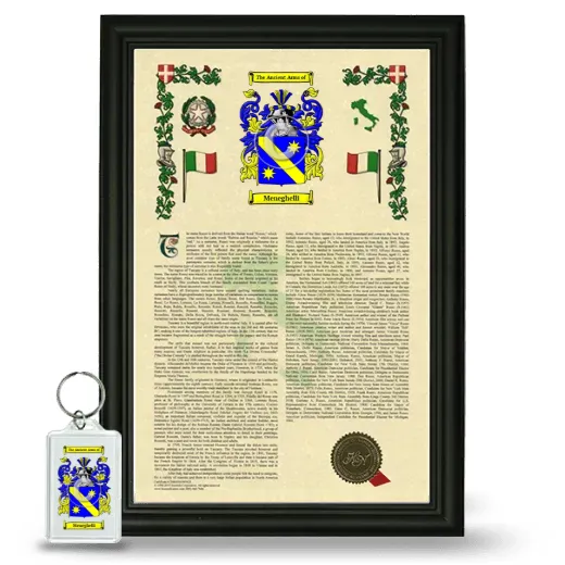 Meneghelli Framed Armorial History and Keychain - Black