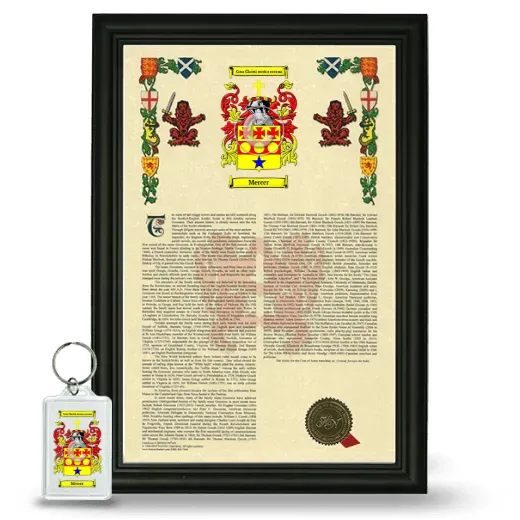 Mercer Framed Armorial History and Keychain - Black