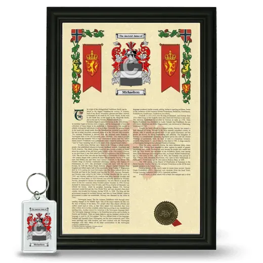 Michaelson Framed Armorial History and Keychain - Black